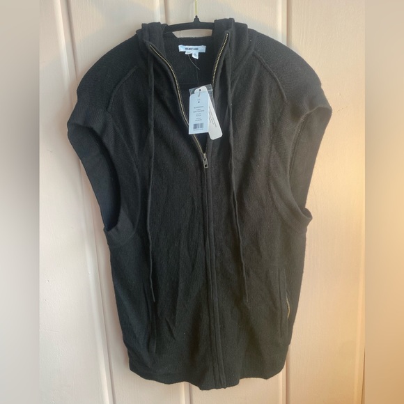 Helmet Lang Black Cashmere Sleeveless Zip-Up Vest szM - Picture 5 of 6